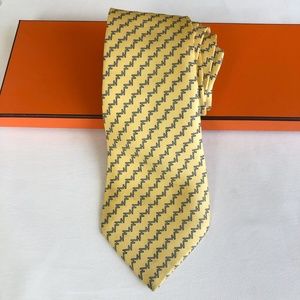 Authentic Hermes Yellow Silk Tie w/ Box